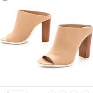 Allison Vince Peeptoe Nude Heeled Mules